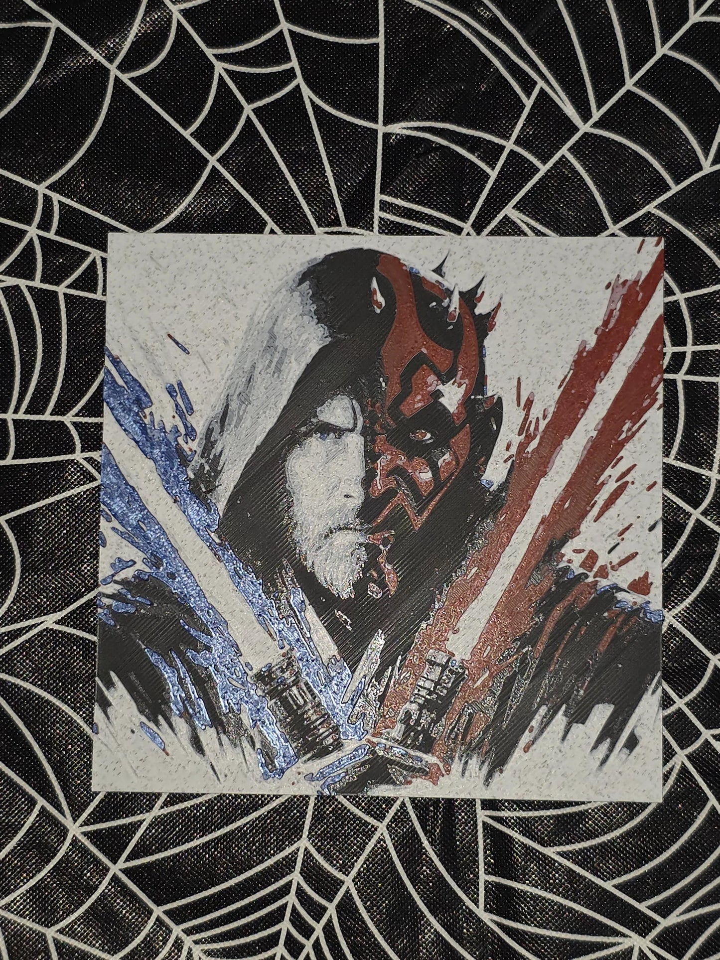 Ahsoka Running, Silver Background, Star Wars 3D Printed Hueforge Fan Art