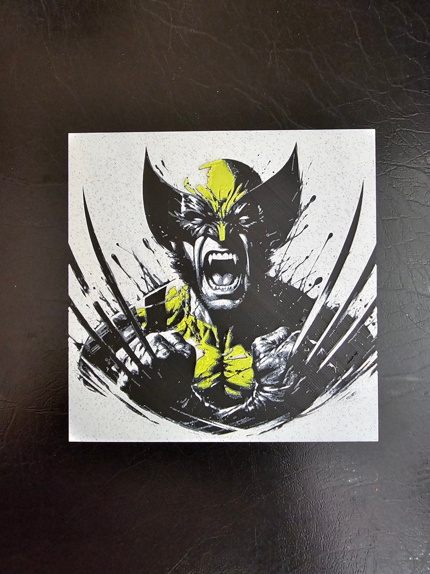 Old school yellow Wolverine Close Up 5 color 3D Hueforge Art