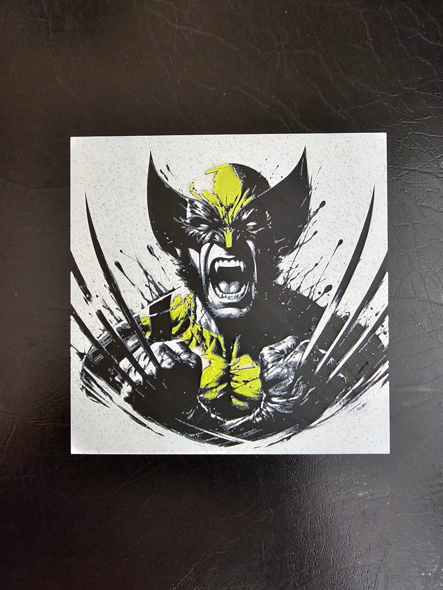 Old school yellow Wolverine Close Up 4 color 3D Hueforge Art