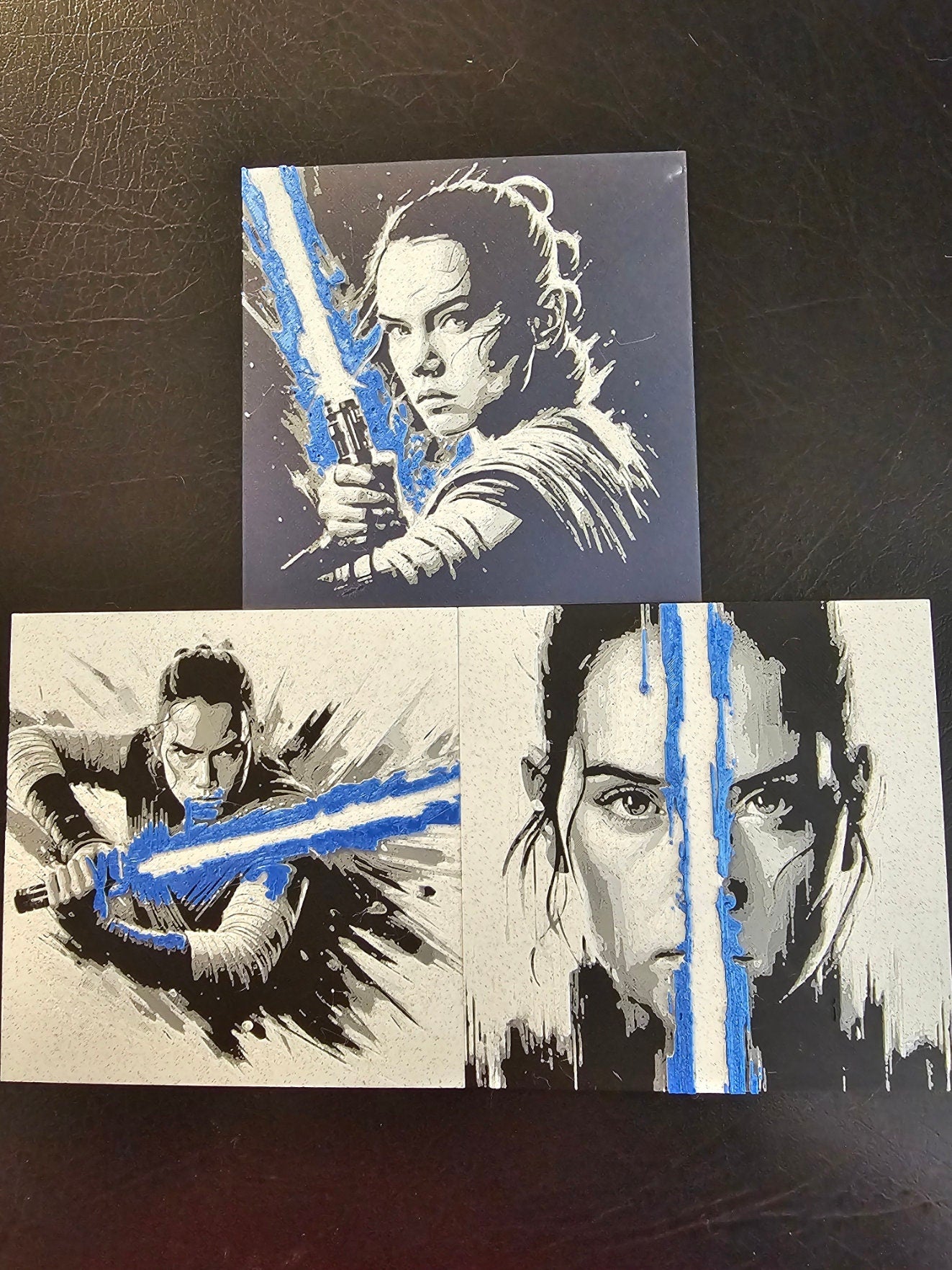 Rey with gold saber-4 color 3D Hueforge Art Print