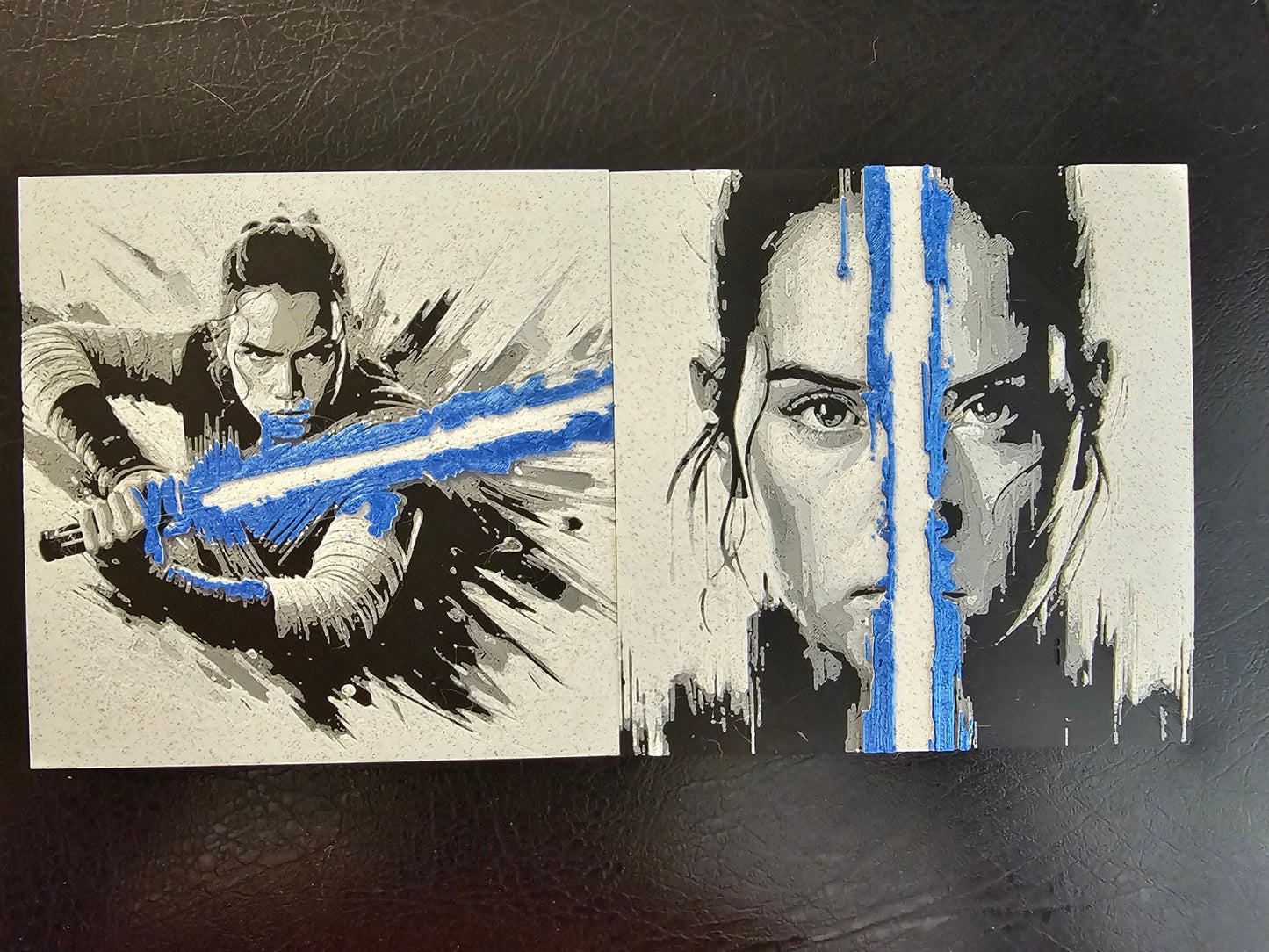 Rey with gold saber-4 color 3D Hueforge Art Print