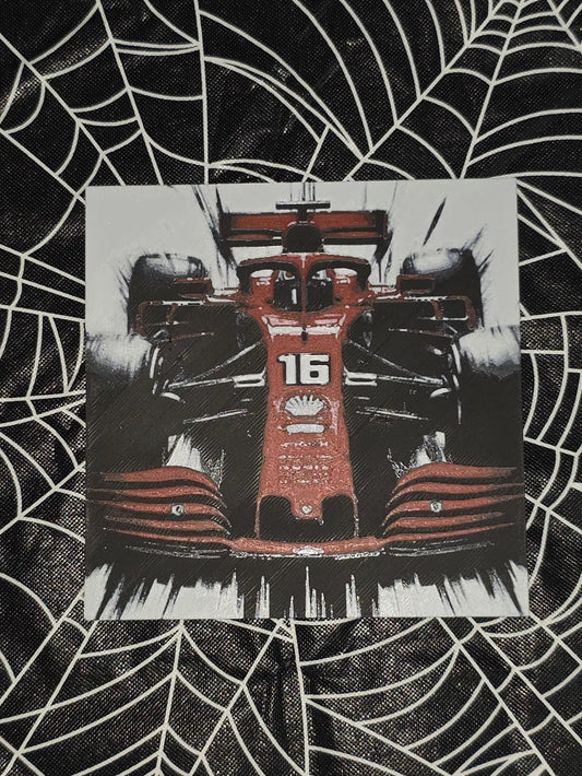 Ferrari F1, #16, Charles Leclerc 3D Printed Hueforge Fan Art