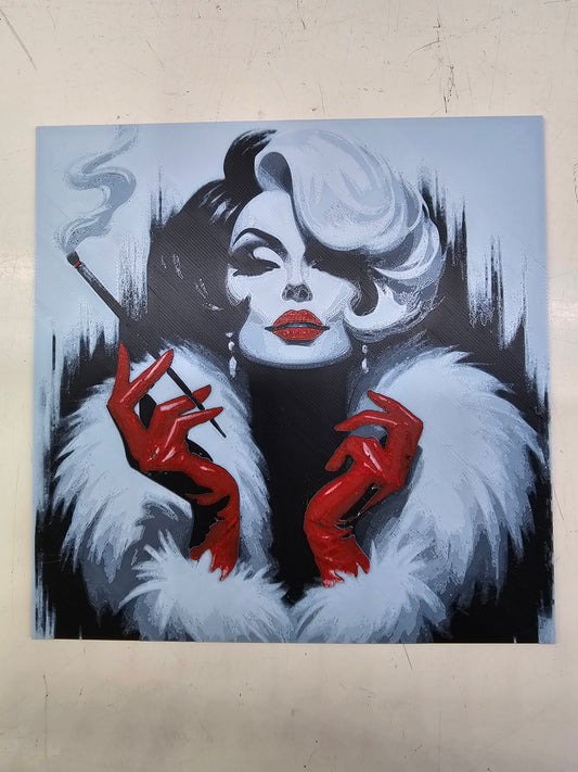 Cruella DeVille, 101 Dalmations 3D Hueforge Art