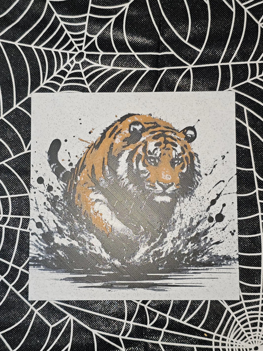 Tiger Splashing Through Water 3D Hueforge Textured Fan Art