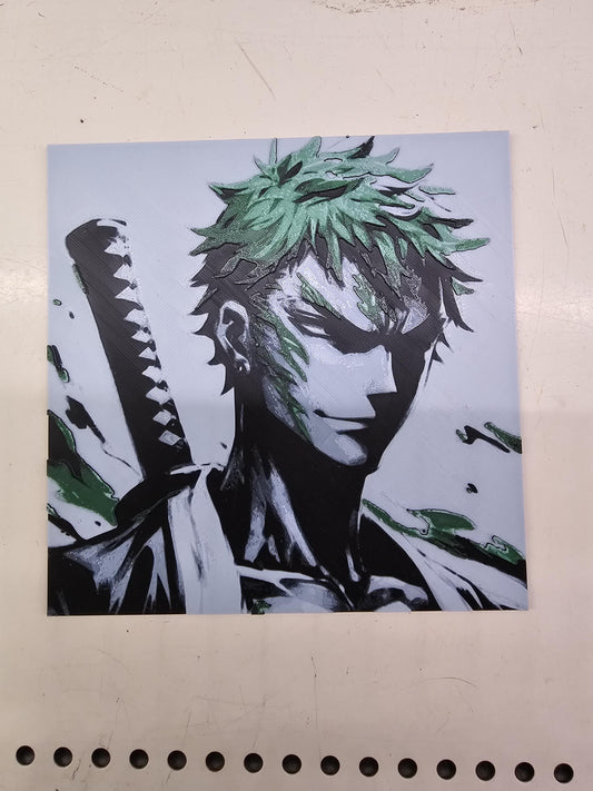 Roronoa Zoro, One Piece 3D Printed Hueforge Fan Art