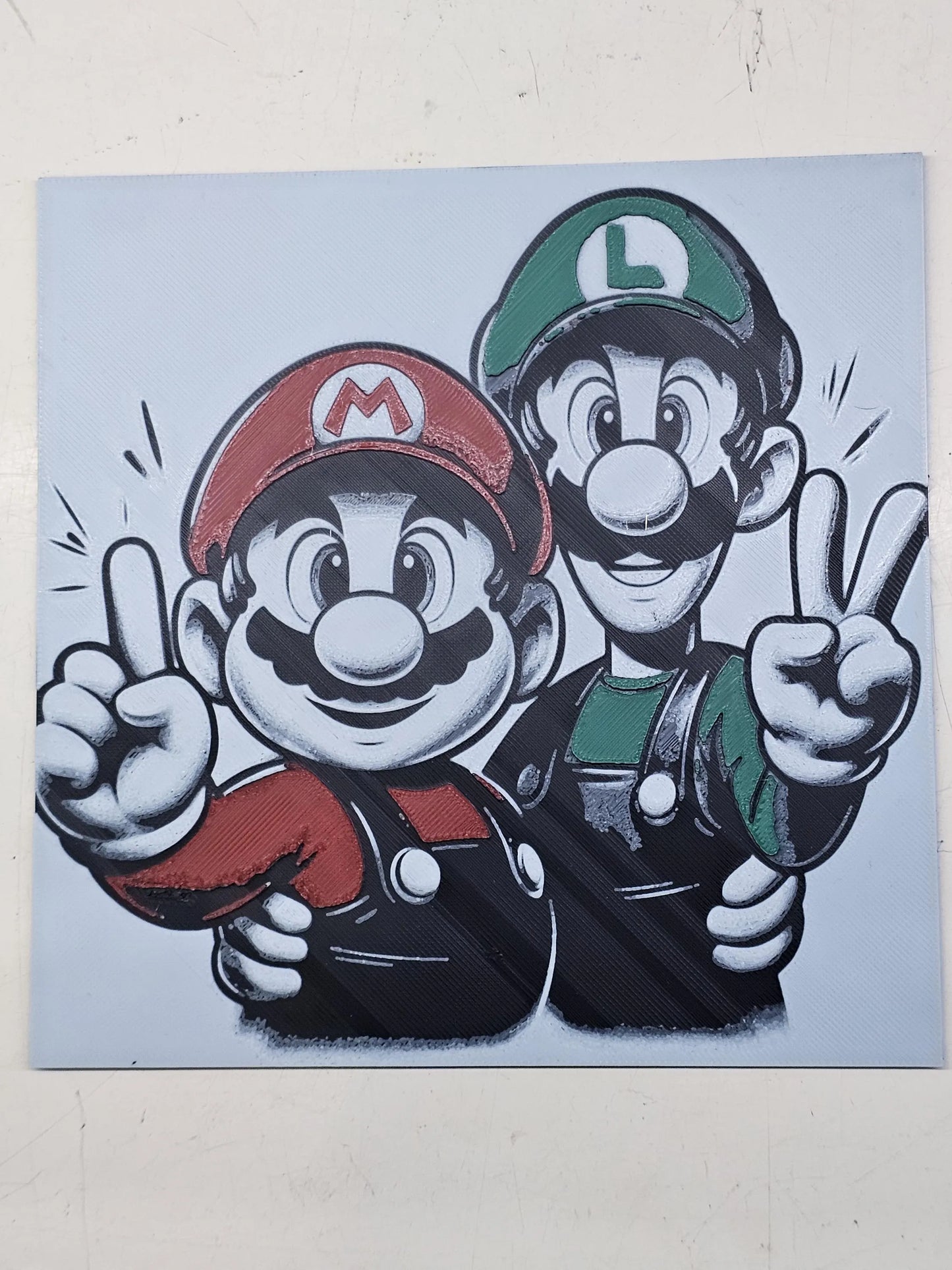 Mario and Luigi, Super Mario Bros 3D Printed Hueforge Fan Art
