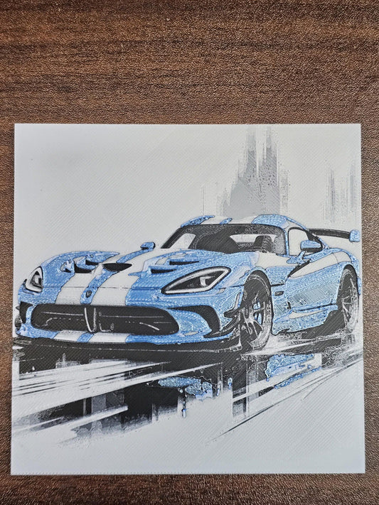 Dodge Viper 3D Printed Hueforge Fan Art