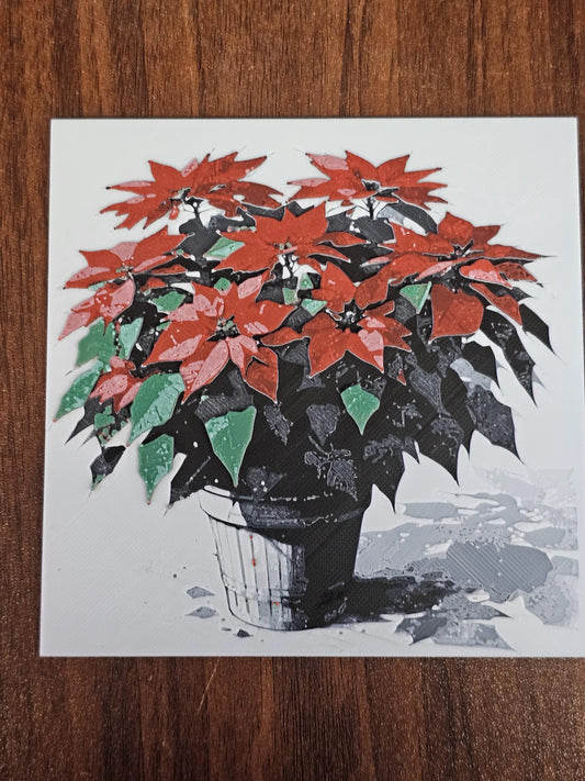 Christmas Poinsettia 3D Printed Hueforge Fan Art