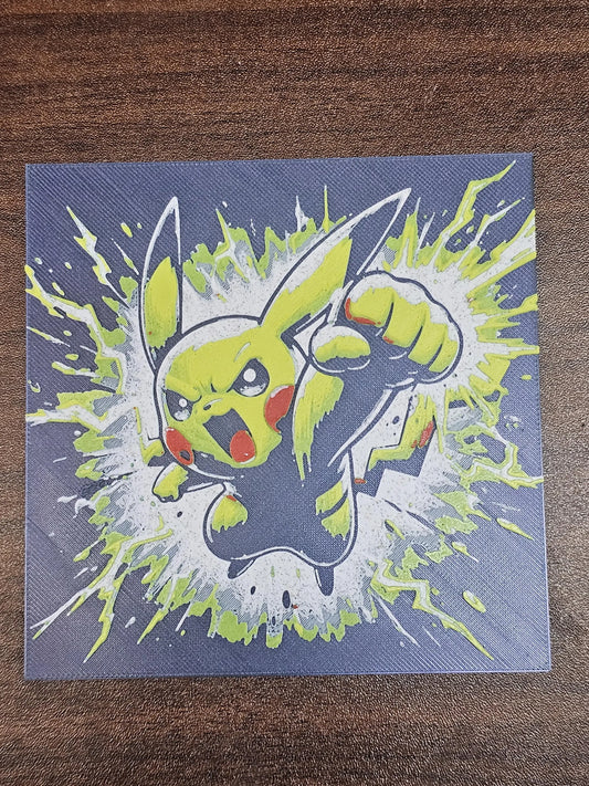 Pikachu Attack! Pokemon, Gotta Catch'em All 3D Printed Hueforge Fan Art