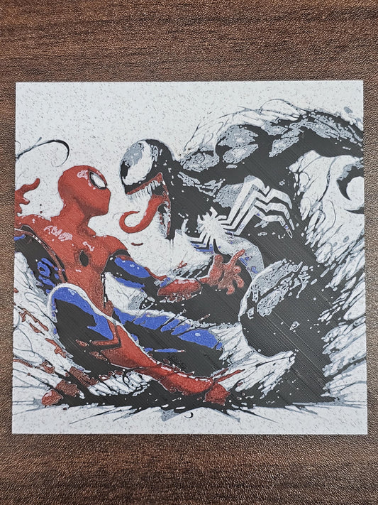 Spiderman vs. Venom Multicolor 3D Printed Hueforge Fan Art