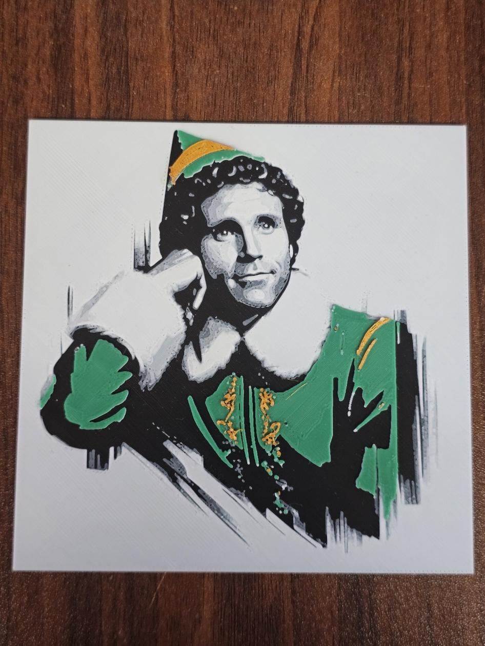 Buddy the Elf, Will Ferrell 3D Printed Hueforge Fan Art