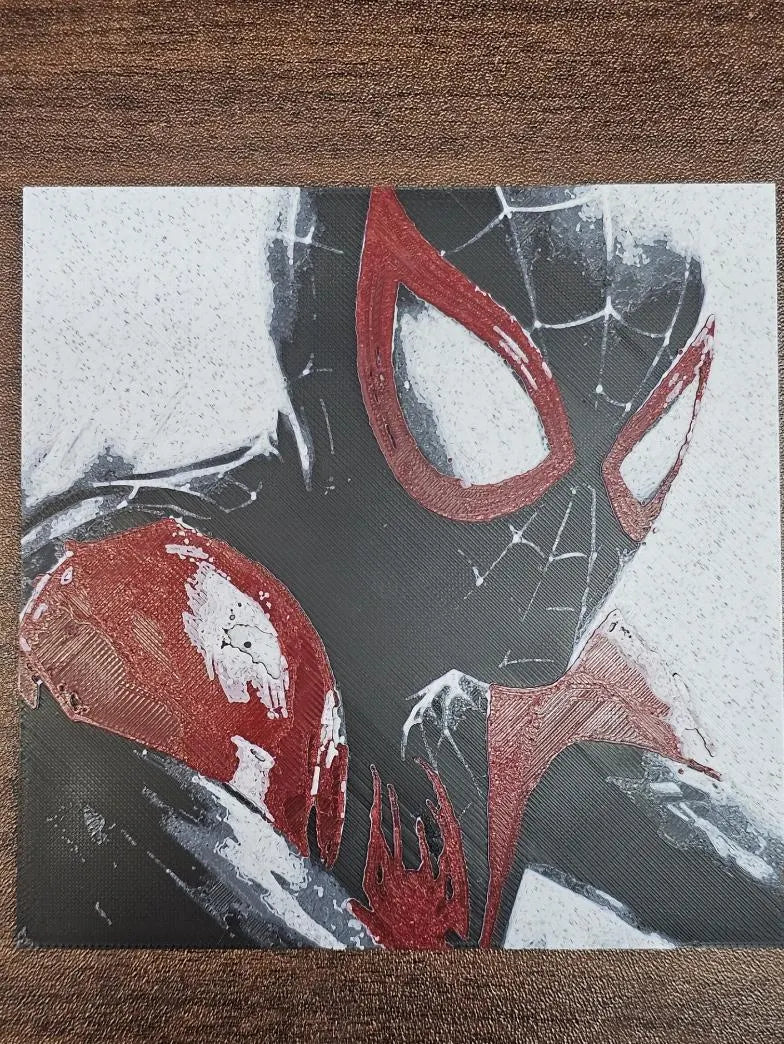 Miles Morales Spiderman Side Profile 3D Printed Hueforge Fan Art