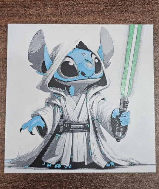 Jedi Stitch, Lilo and Stitch 3D Printed Hueforge Fan Art