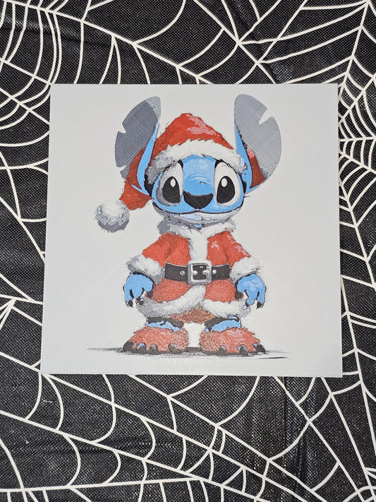 Santa Stitch, Lilo and Stich 3D Printed Hueforge Fan Art