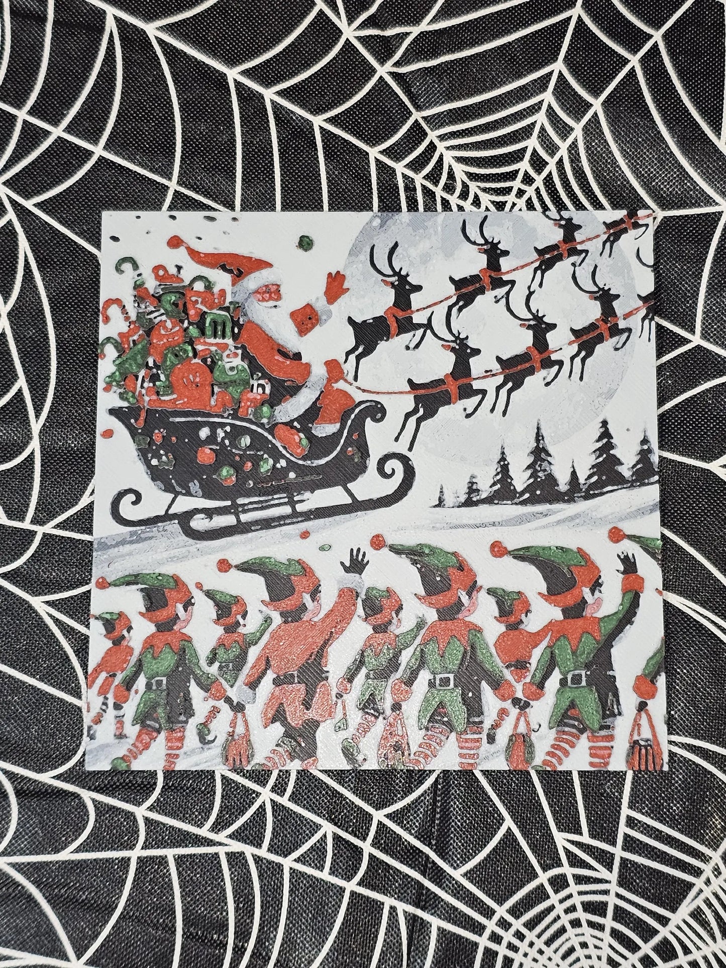 Santa Taking Off 3D Printed Hueforge Fan Art