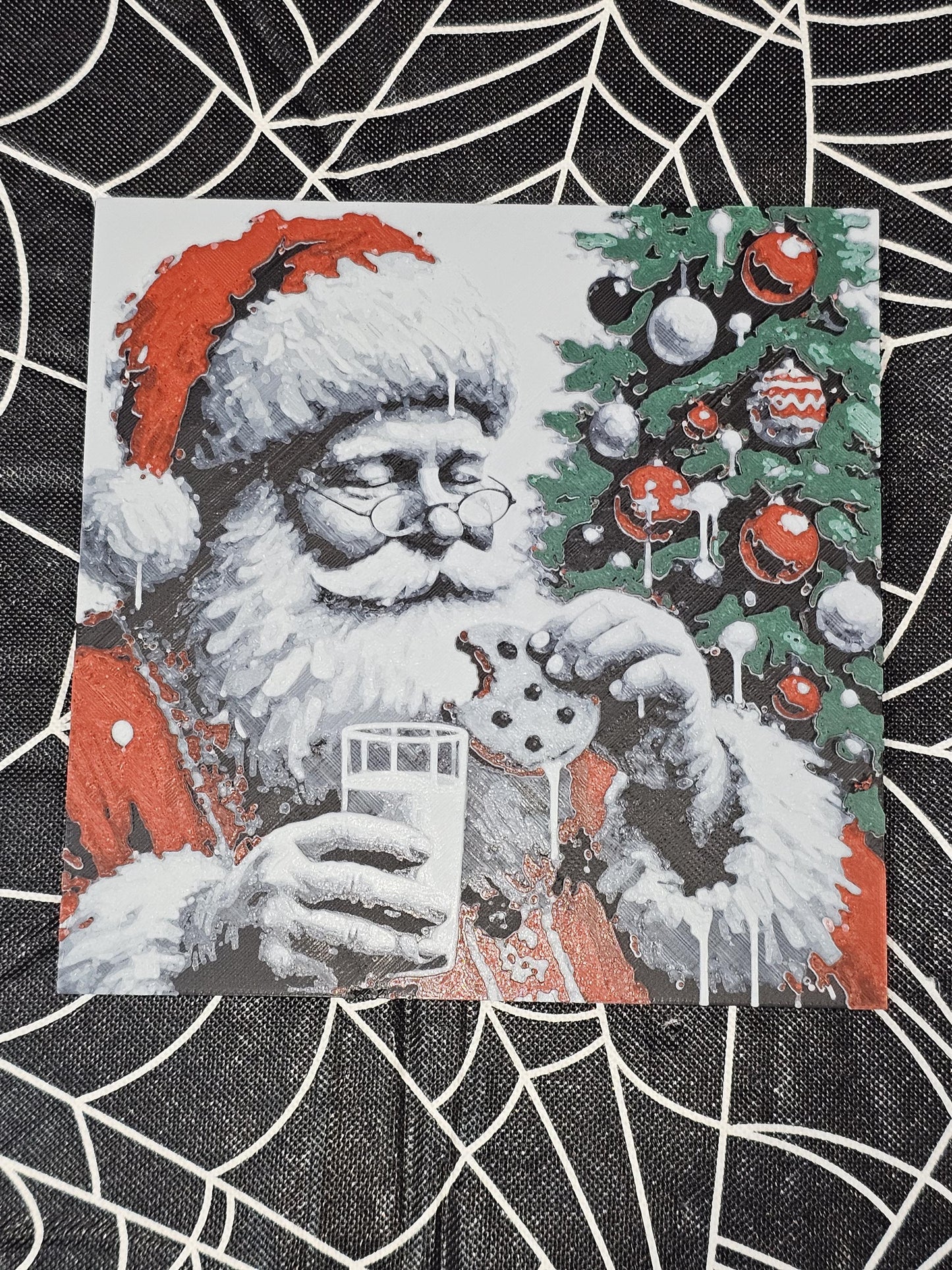 Santa Eating Cookies and Milk 3D Printed Hueforge Fan Art