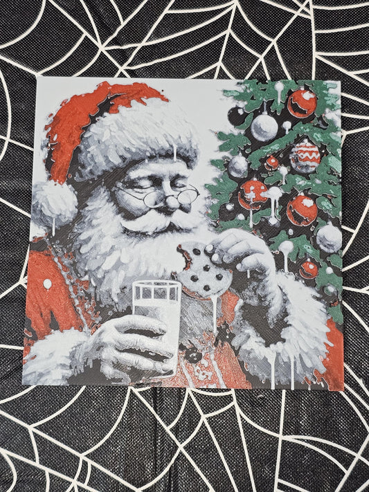 Santa Eating Cookies and Milk 3D Printed Hueforge Fan Art
