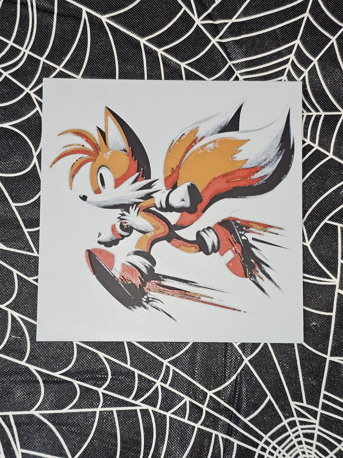 Tails, Sonic the Hedgehog, Multicolor 3D Printed Hueforge Fan Art