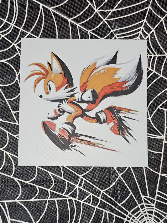 Tails, Sonic the Hedgehog, Multicolor 3D Printed Hueforge Fan Art
