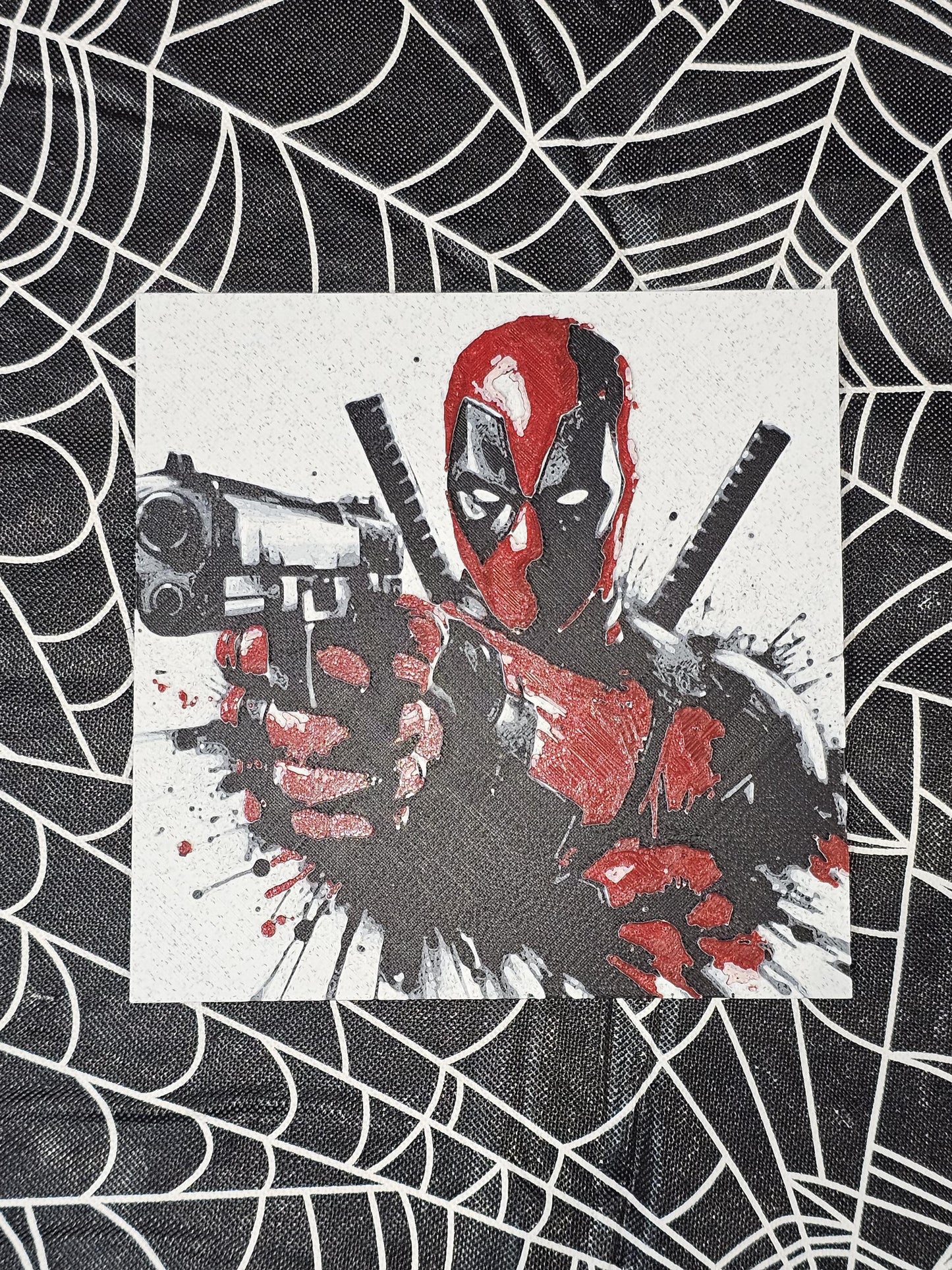 Deadpool Aiming Pistolero 3D Printed Hueforge Fan Art