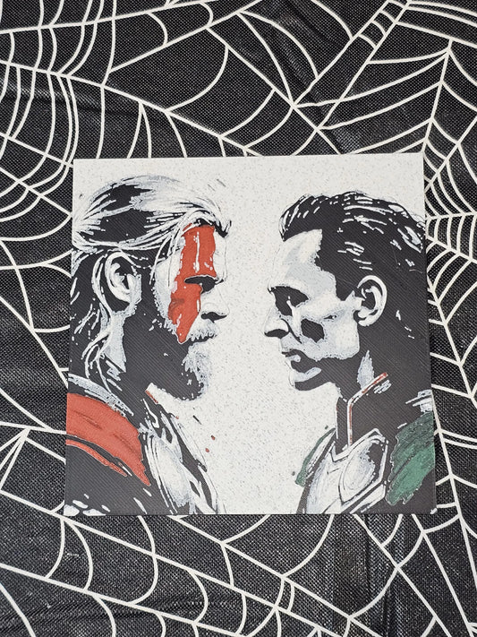 Thor vs. Loki Face off 3D Printed Hueforge Fan Art
