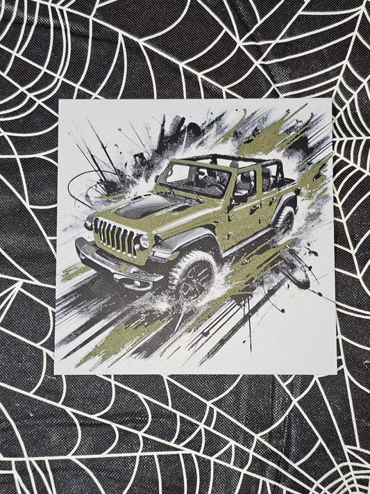 Jeep Wrangler Top Down 3D Printed Hueforge Fan Art