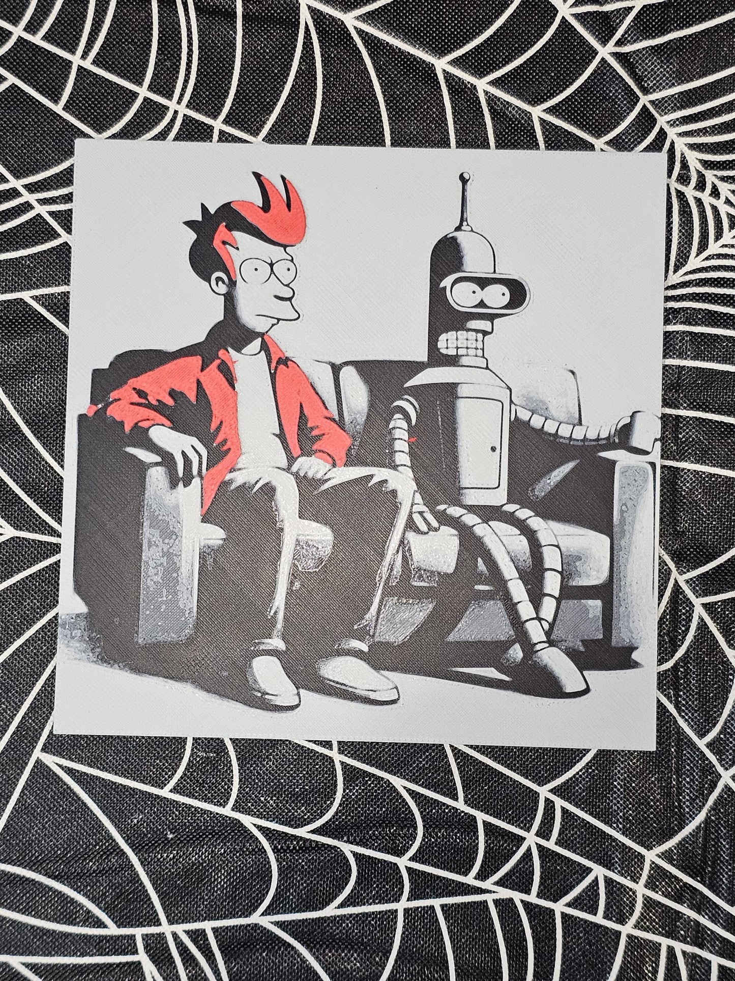 Fry and Bender, Futurama 3D Printed Hueforge Fan Art