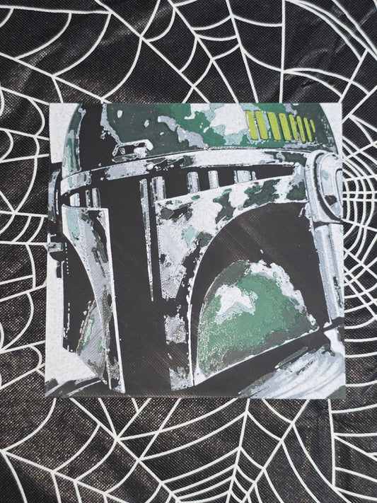 Boba Fett Close up Multicolor, Star Wars 3D Printed Hueforge Fan Art