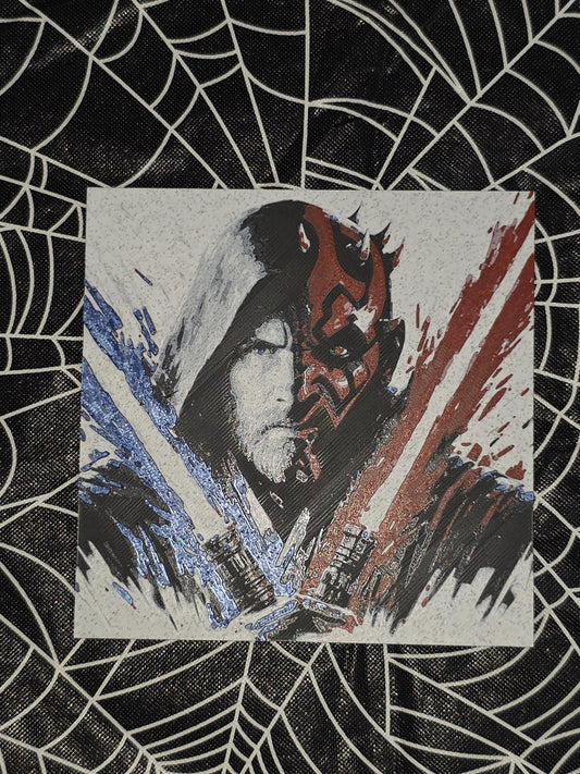 Obi-Wan vs. Darth Maul Splitface, Star Wars 3D Printed Hueforge Fan Art