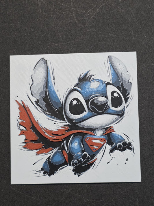 Superman Stitch, Lilo and Stitch 3D Printed Hueforge Fan Art