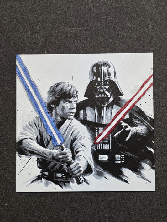 Luke Skywalker and Darth Vader, Star Wars 3D Printed Hueforge Fan Art