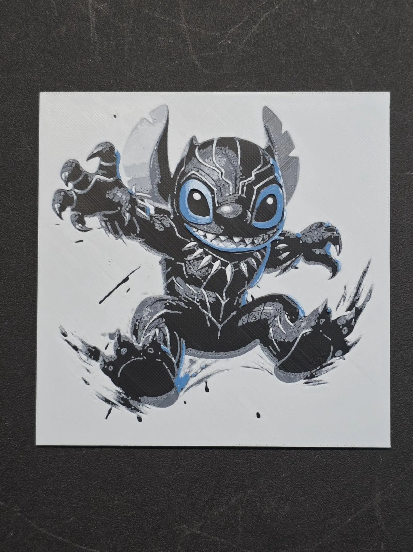 Black Panther Stitch, Lilo and Stitch 3D Printed Hueforge Fan Art