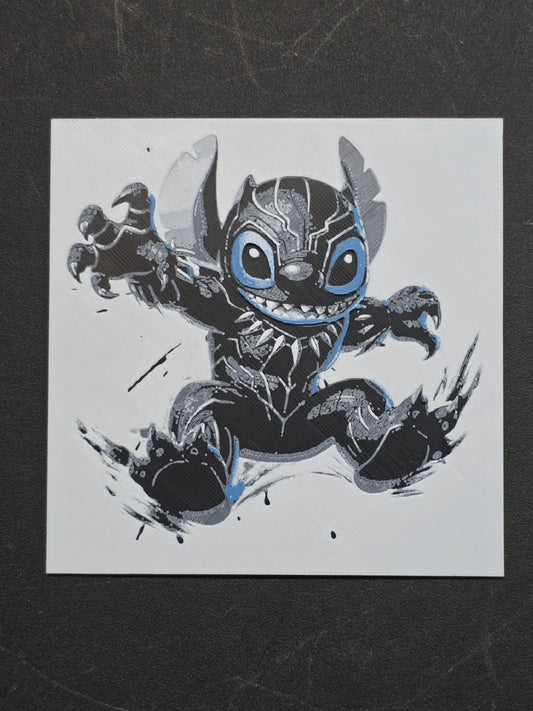 Black Panther Stitch, Lilo and Stitch 3D Printed Hueforge Fan Art