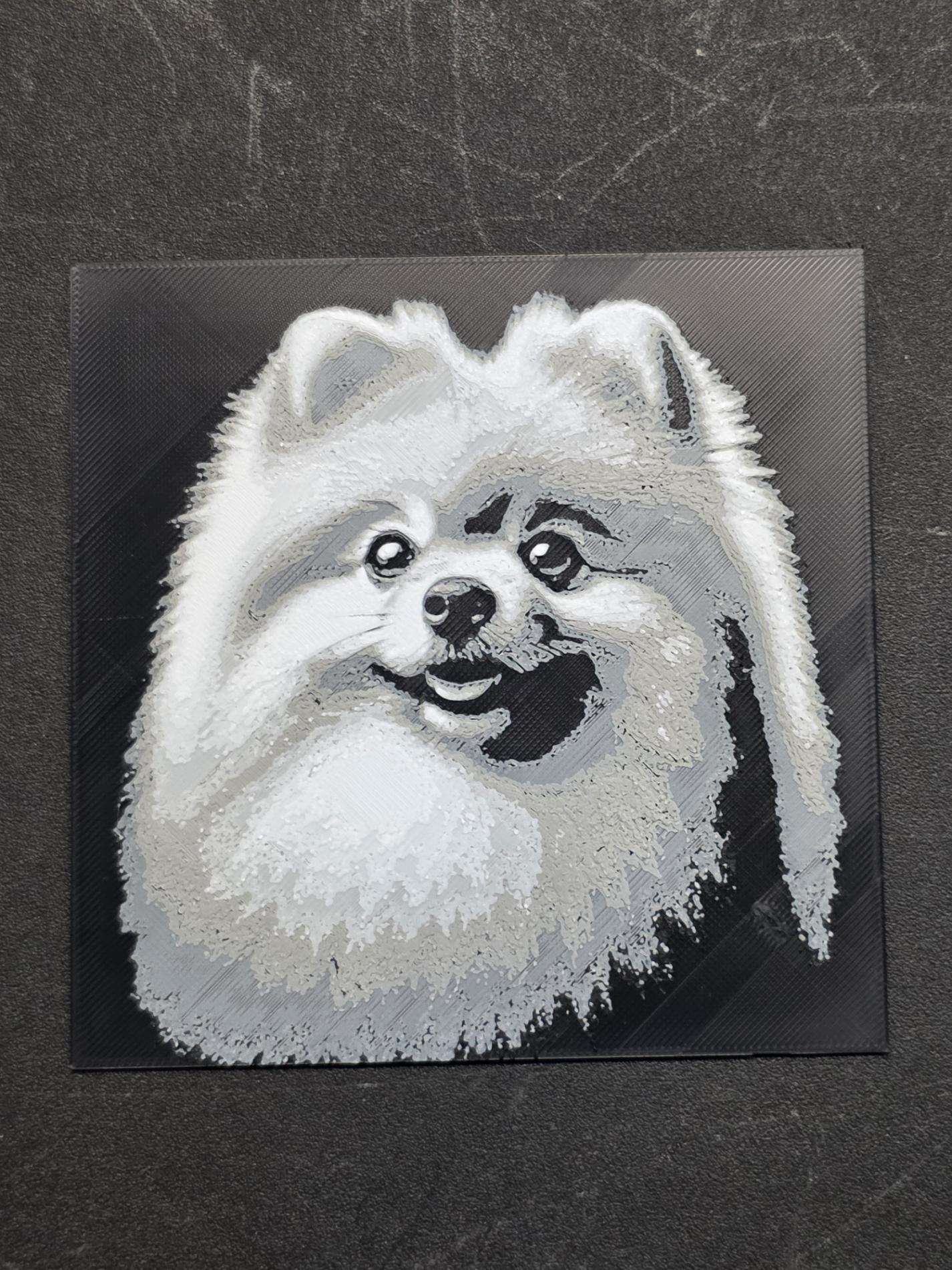 Pomeranian 3D Printed Hueforge Fan Art