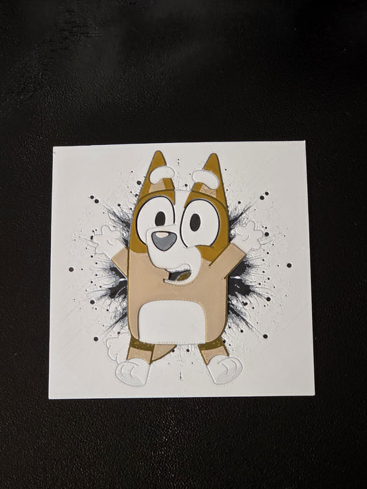 Bingo, Bluey 3D Printed Hueforge Fan Art