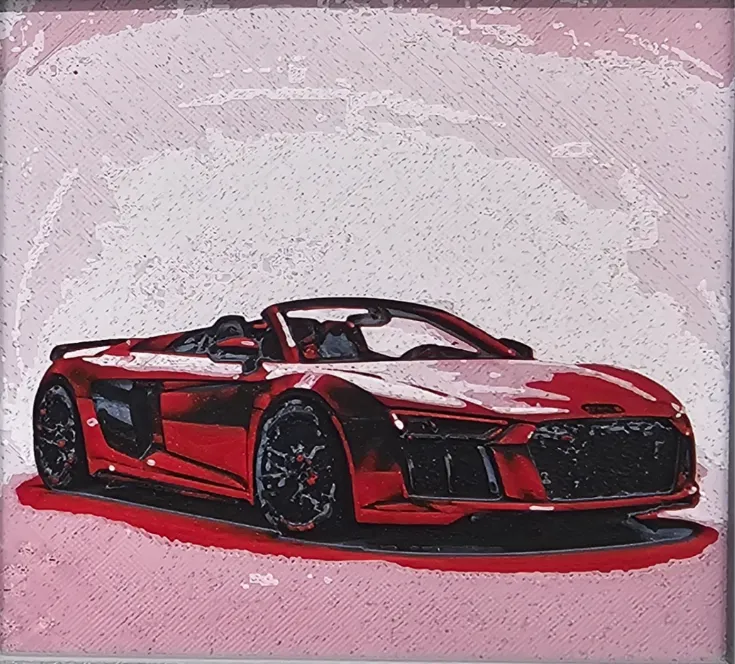 Audi R8 2.0 3D Printed Hueforge Fan Art – 3DX Print the World