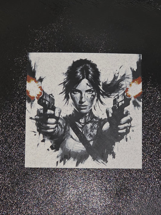 Lara Croft Dual Pistols, Tomb Raider 3D Printed Hueforge Fan Art