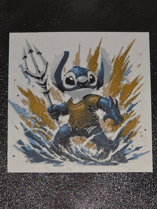 Aquaman Stitch 3D Printed Hueforge Fan Art