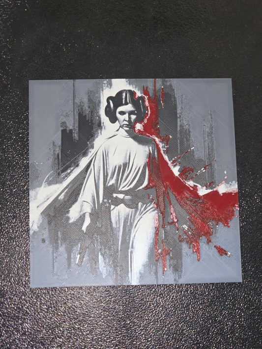Princess Leia, Grey Background 3D Printed Hueforge Fan Art