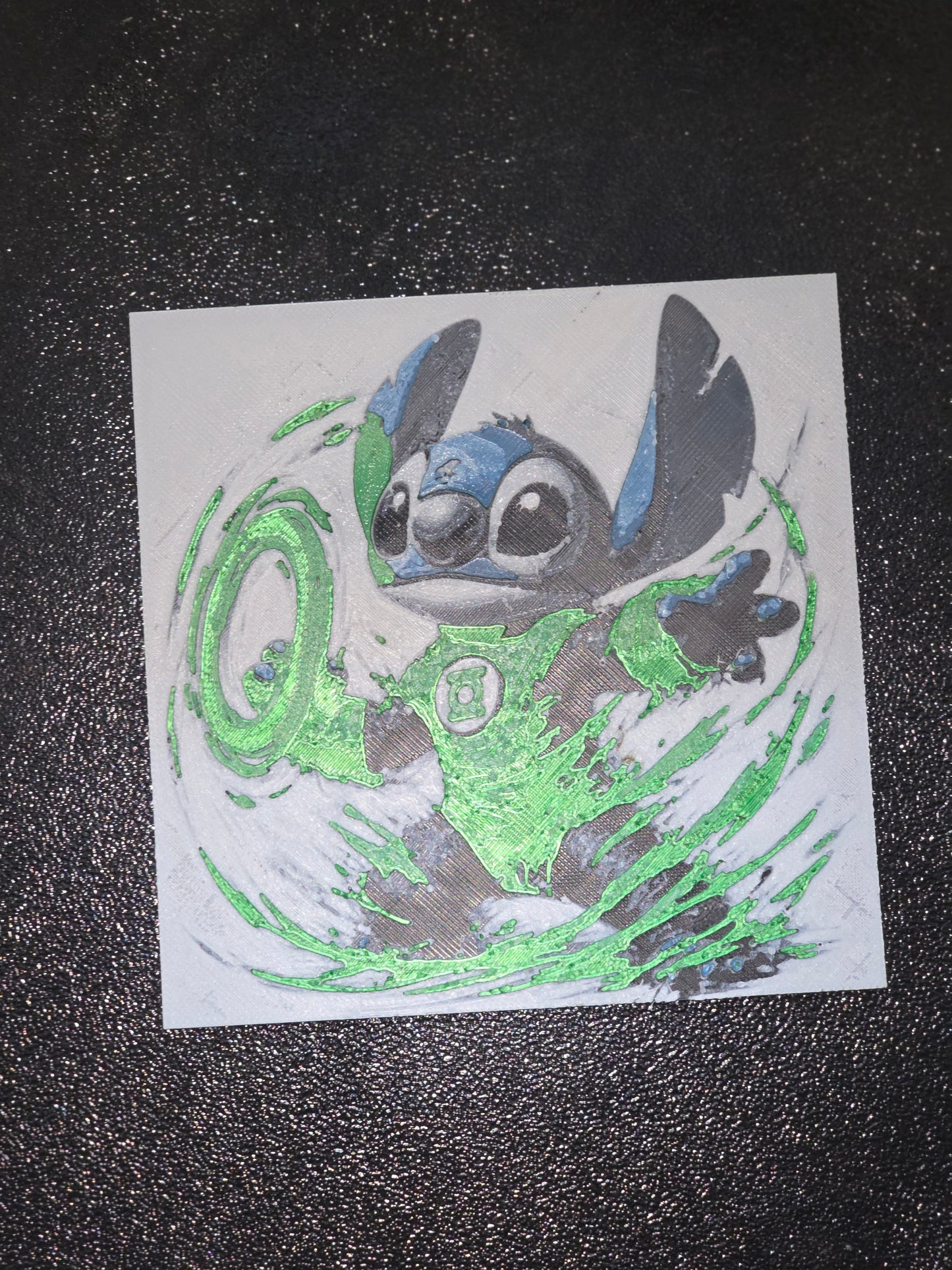 Green Lantern Stitch, Lilo and Stitch 3D Printed Hueforge Fan Art