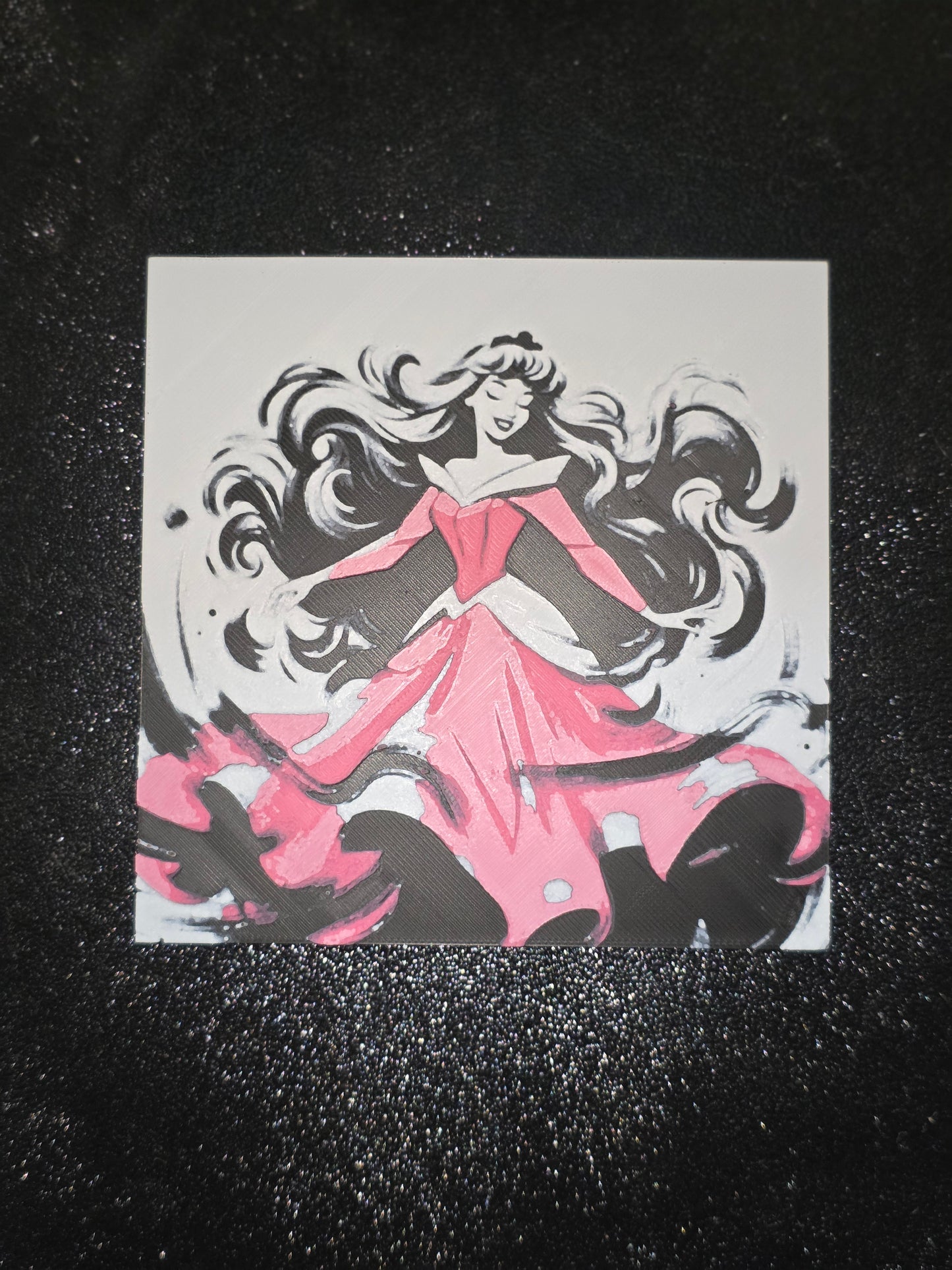 Sleeping Beauty in Blue 3D Printed Hueforge Fan Art