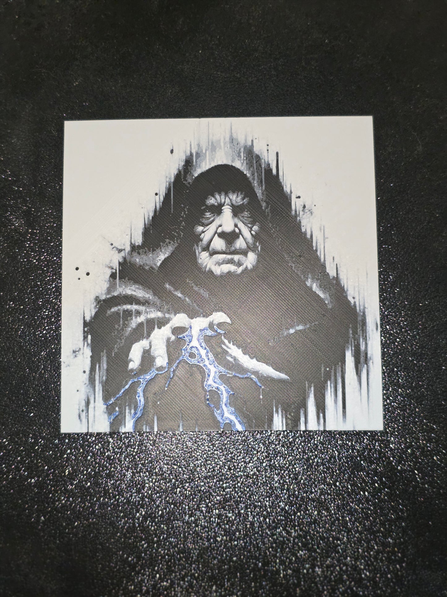 Palpatine 1 Handed Force Lighting in Blue and Purple 3D Printed Hueforge Fan Art