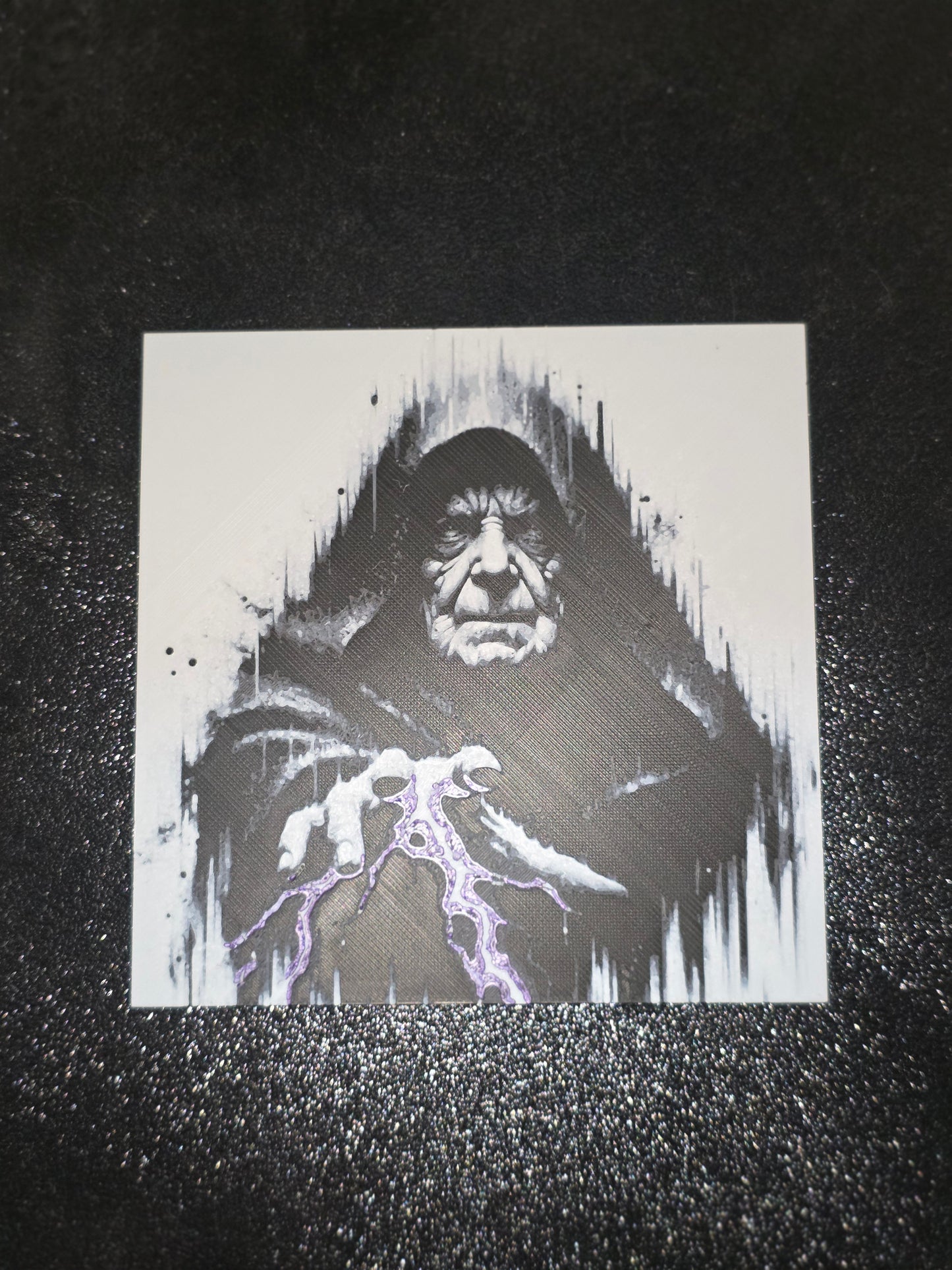 Palpatine 1 Handed Force Lighting in Blue and Purple 3D Printed Hueforge Fan Art