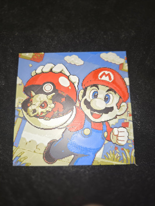 Mario Choosing Cubone, Super Mario/Pokemon Mashup 3D Printed Hueforge Fan Art