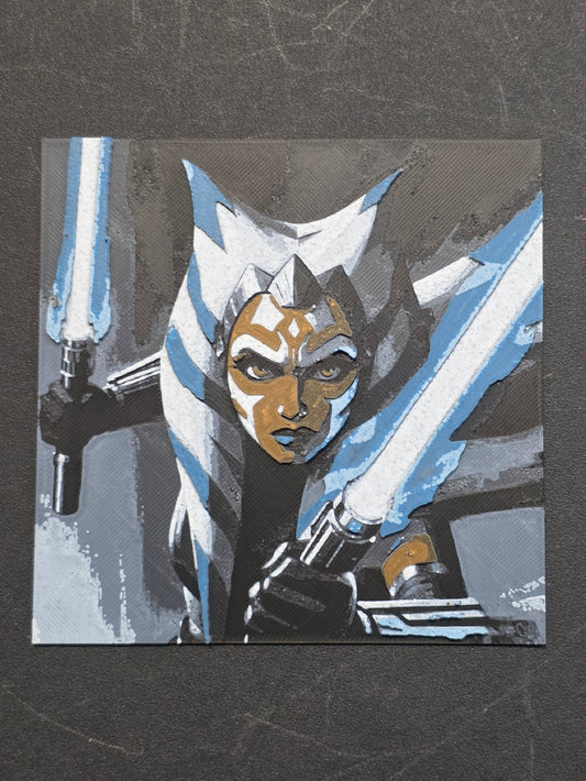 Ahsoka, Ready for Action! Star Wars 3D Printed Hueforge Fan Art