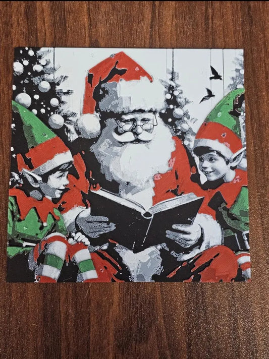 Santa With Elves 3D Printed Hueforge Fan Art