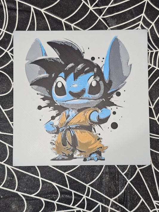 Goku Stitch, Lilo and Stitch 3D Printed Hueforge Fan Art