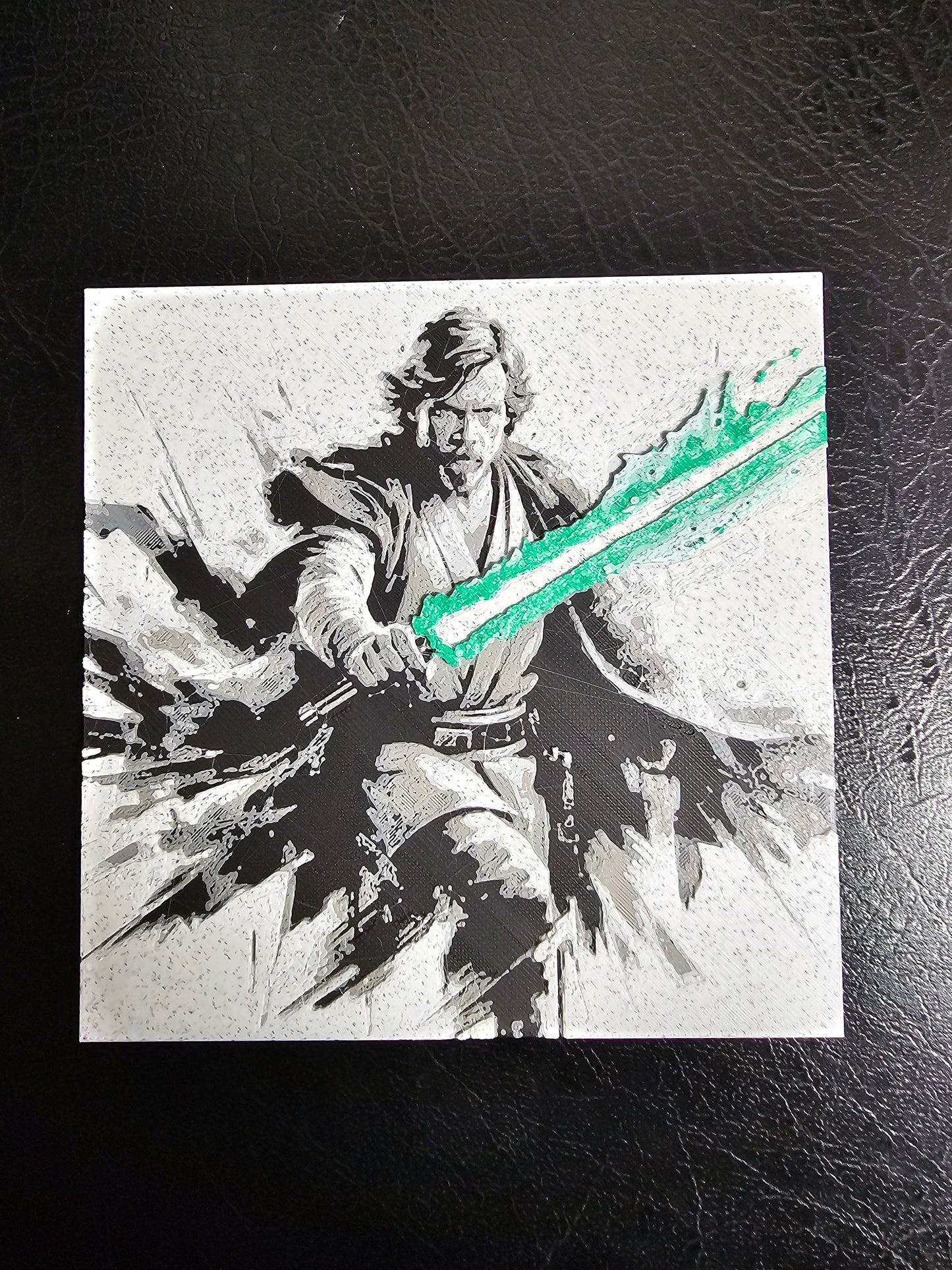 Older Luke Skywalker Green saber 3D Hueforge Art Print