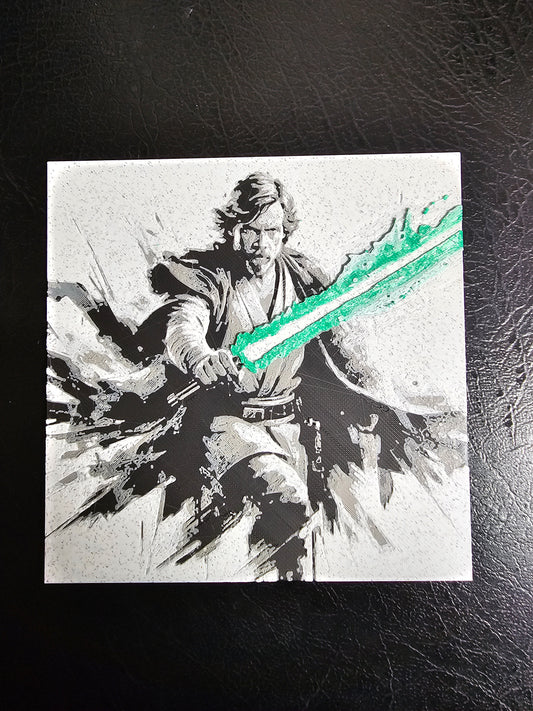 Older Luke Skywalker Green saber 3D Hueforge Art Print