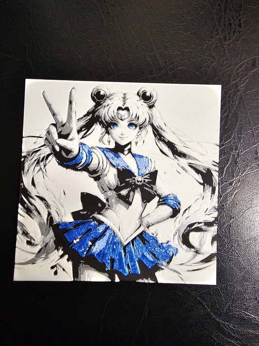 Sailor Moon in Silk Blue 3D Hueforge Art